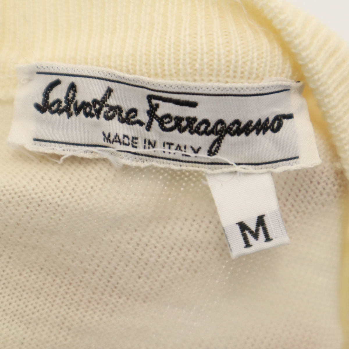 Salvatore Ferragamo サルヴァトーレフェラガモ 90s イタリア製 オールド 花柄切替 半袖 ニット M 生成り レディース