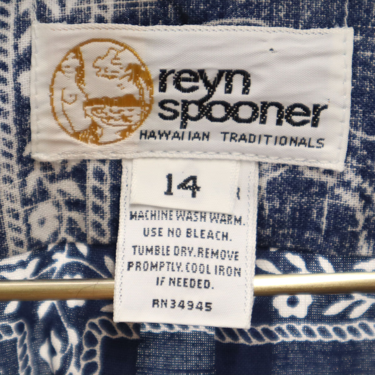 reyn spooner レインスプーナー 70s 80s ヴィンテージ 金タグ 半袖 ハーフボタン シャツ 14 ブルー系 キッズ
