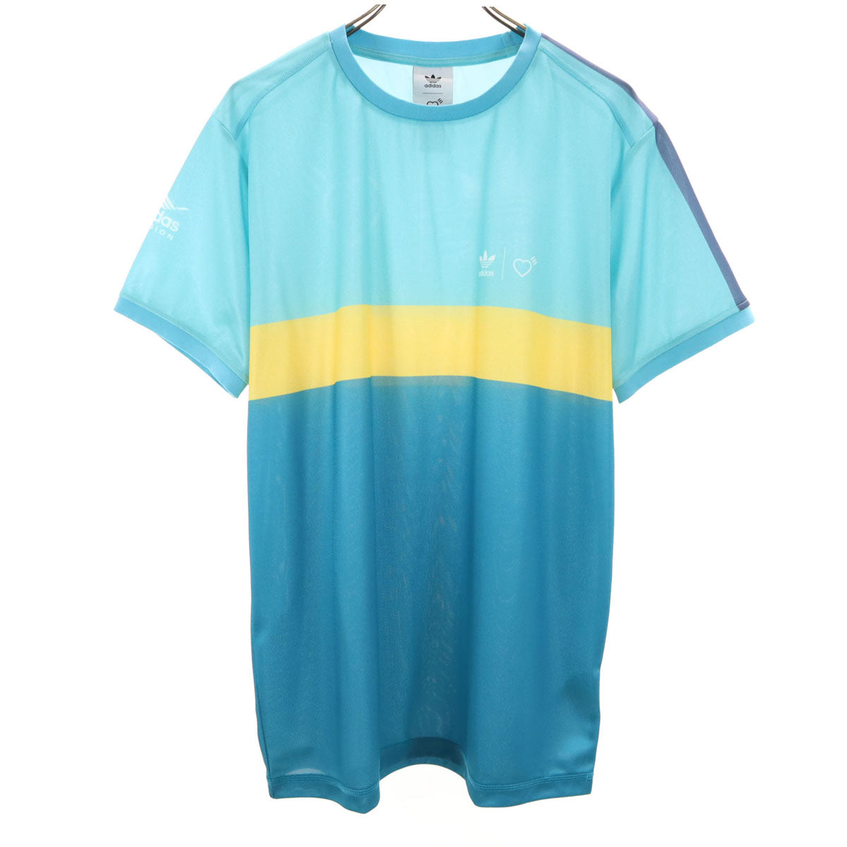 adidas Originals アディダスオリジナルス HUMAN MADE ヒューマンメイド コラボ トレフォイルロゴ 半袖 グラフィック Tシャツ O 水色 メンズ