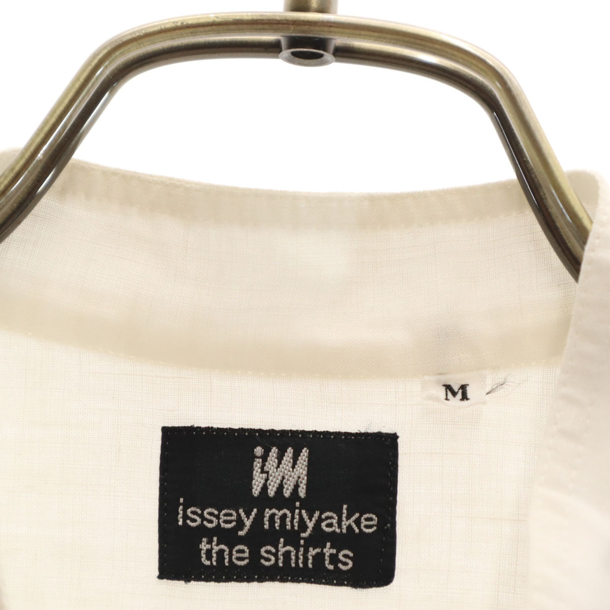 issei miyake the shirts イッセイミヤケ ザ シャツ 90s リネン オールド 長袖 バンドカラーシャツ M ホワイト メンズ