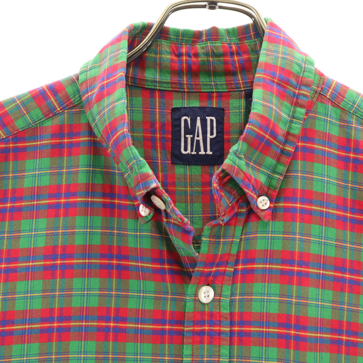 GAP ギャップ 90s オールド チェック柄 長袖 ボタンダウンシャツ L グリーン メンズ
