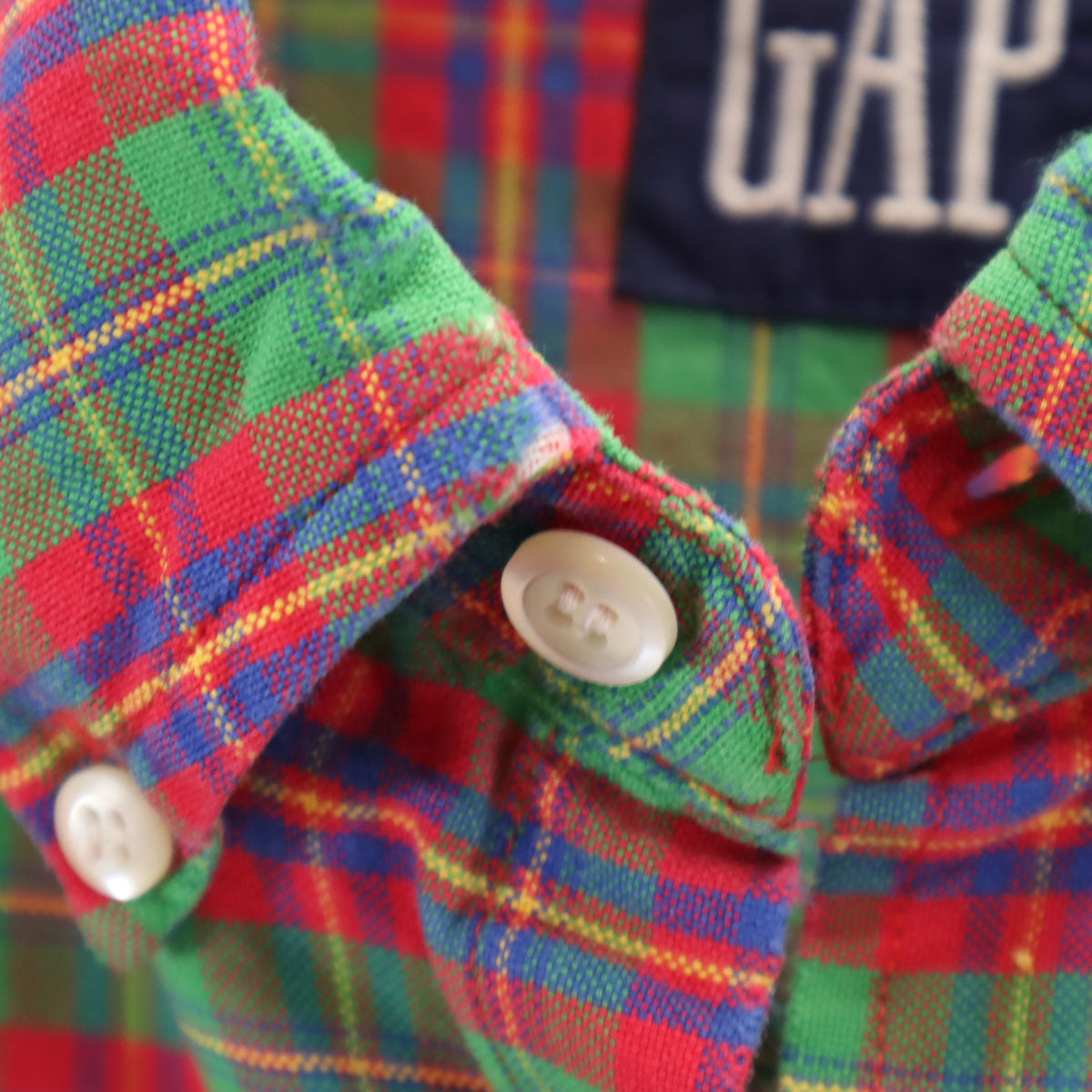 GAP ギャップ 90s オールド チェック柄 長袖 ボタンダウンシャツ L グリーン メンズ