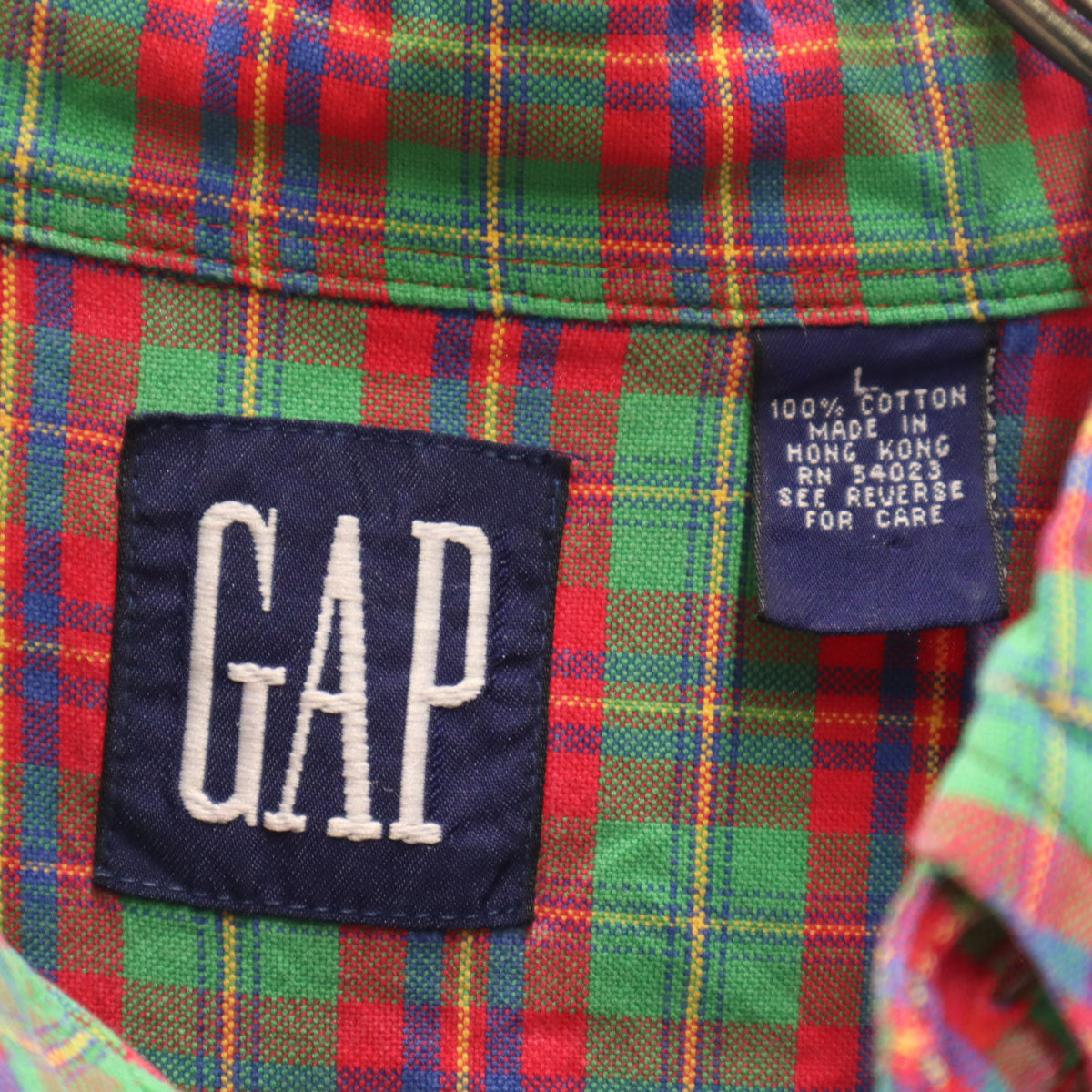 GAP ギャップ 90s オールド チェック柄 長袖 ボタンダウンシャツ L グリーン メンズ