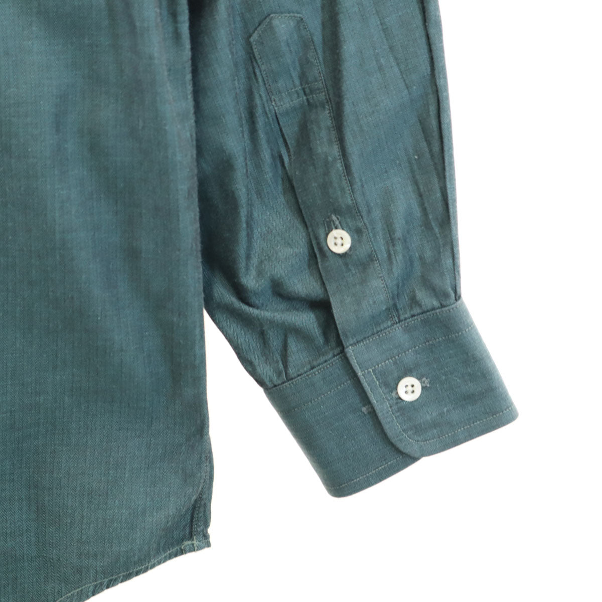 GIVENCHY ジバンシィ 90s 日本製 オールド ヘリンボーン柄 長袖 シャツ 39-82 チャコールグレー系 メンズ