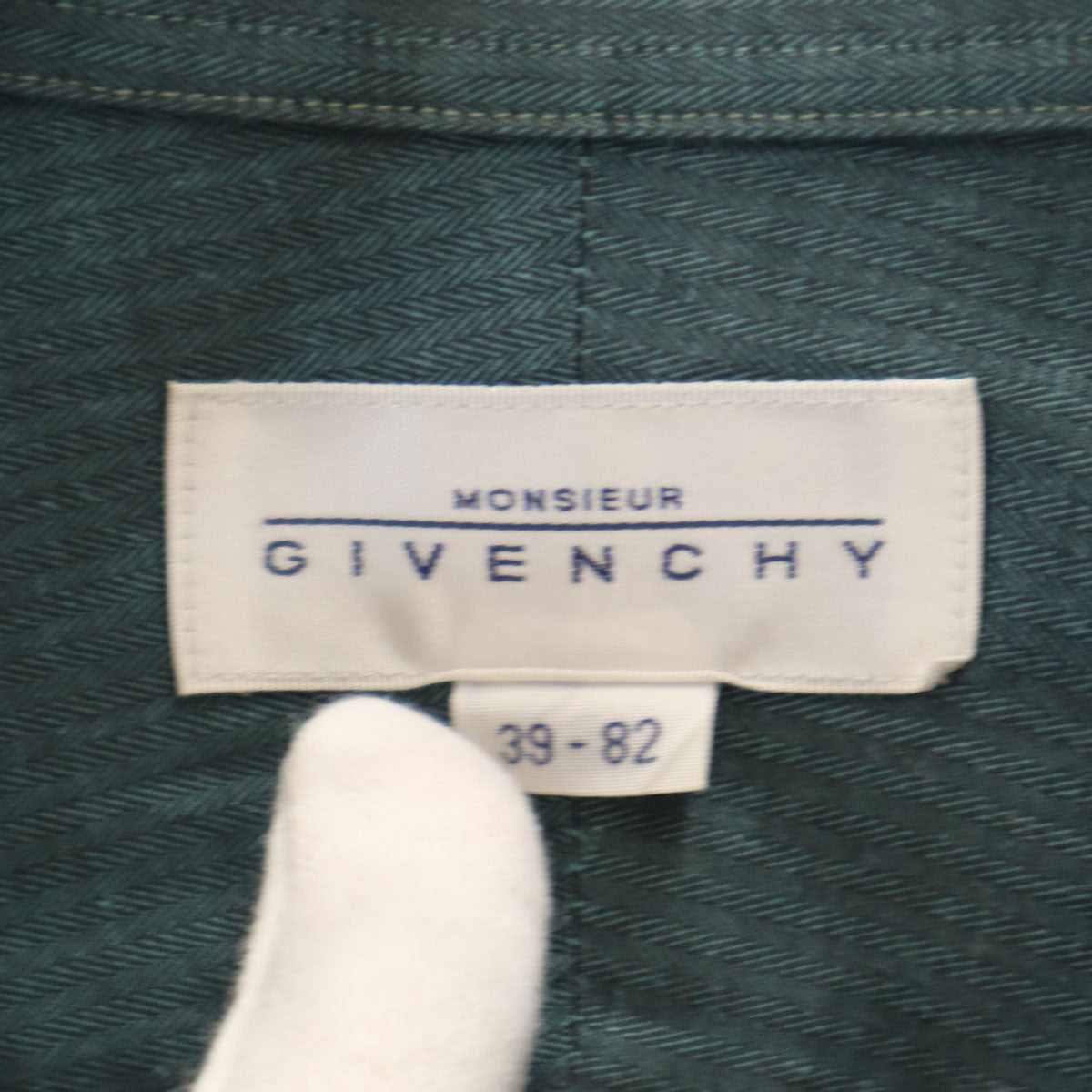 GIVENCHY ジバンシィ 90s 日本製 オールド ヘリンボーン柄 長袖 シャツ 39-82 チャコールグレー系 メンズ