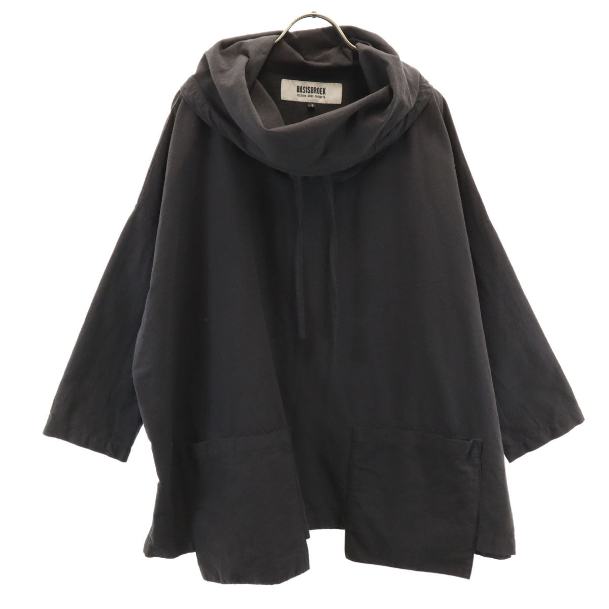 BASISBROEK バージスブルック ベルギー製 リネンブレンド 長袖 プルオーバー ウェア 2 チャコールブラウン ユニセックス メンズ