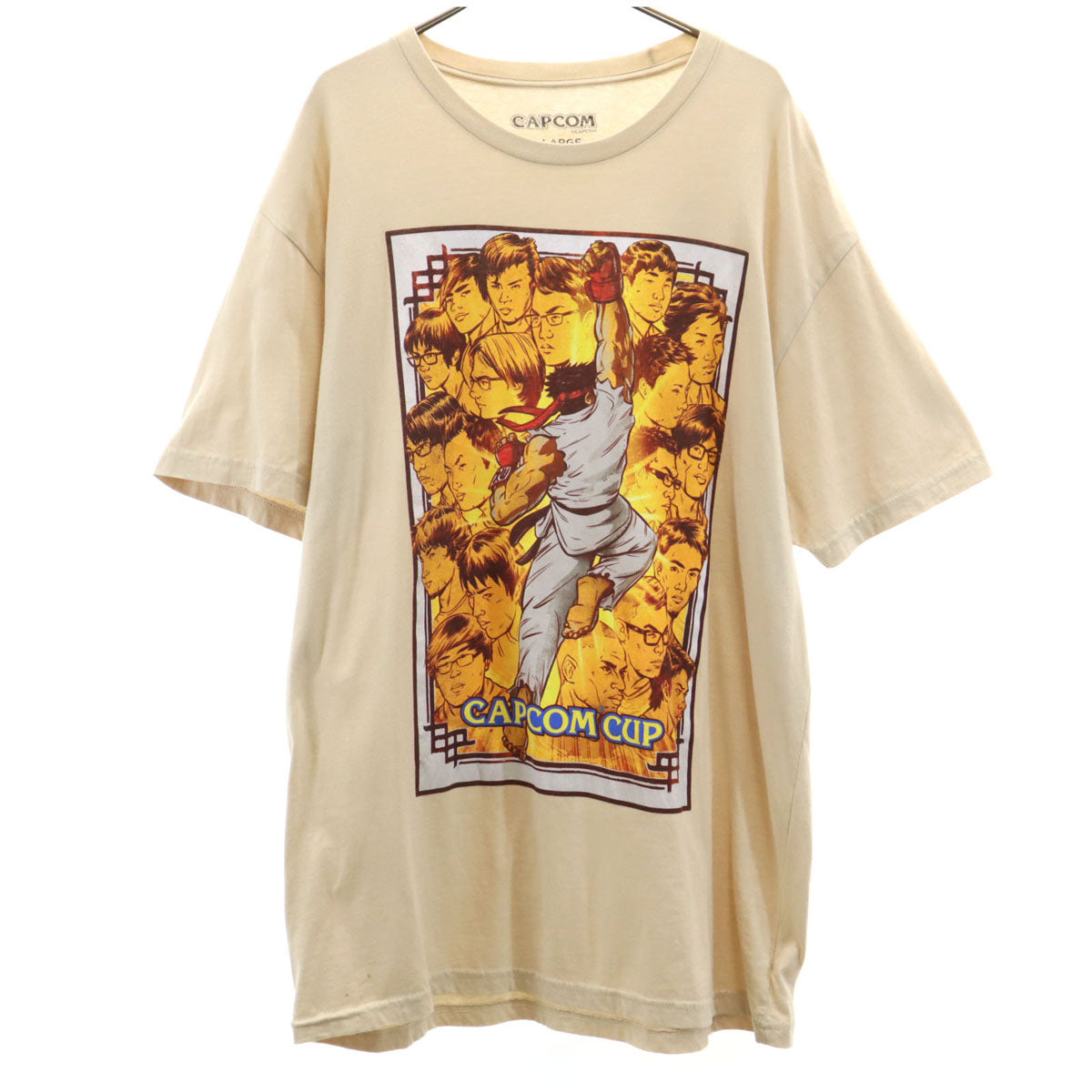 CAPCOM カプコン ストリートファイター プリント 半袖 Tシャツ XL アイボリー メンズ