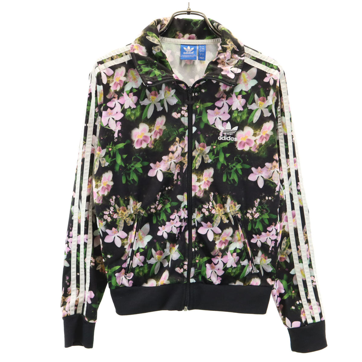 adidas Originals アディダスオリジナルス トレフォイルロゴ 花柄 トラックジャケット L ブラック ジャージ レディース