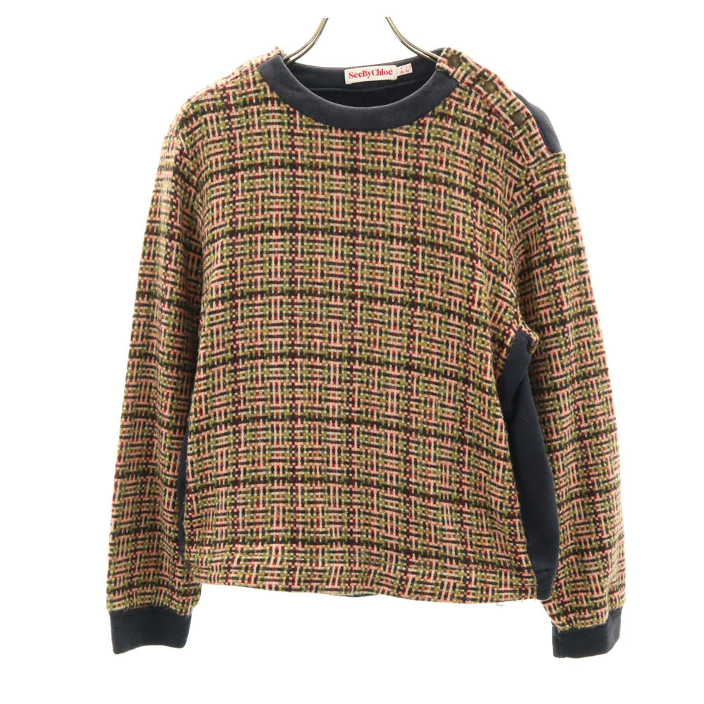 SEE BY CHLOE シーバイクロエ 長袖 バスケットウィーブ切替 トレーナー 40 チャコール レディース
