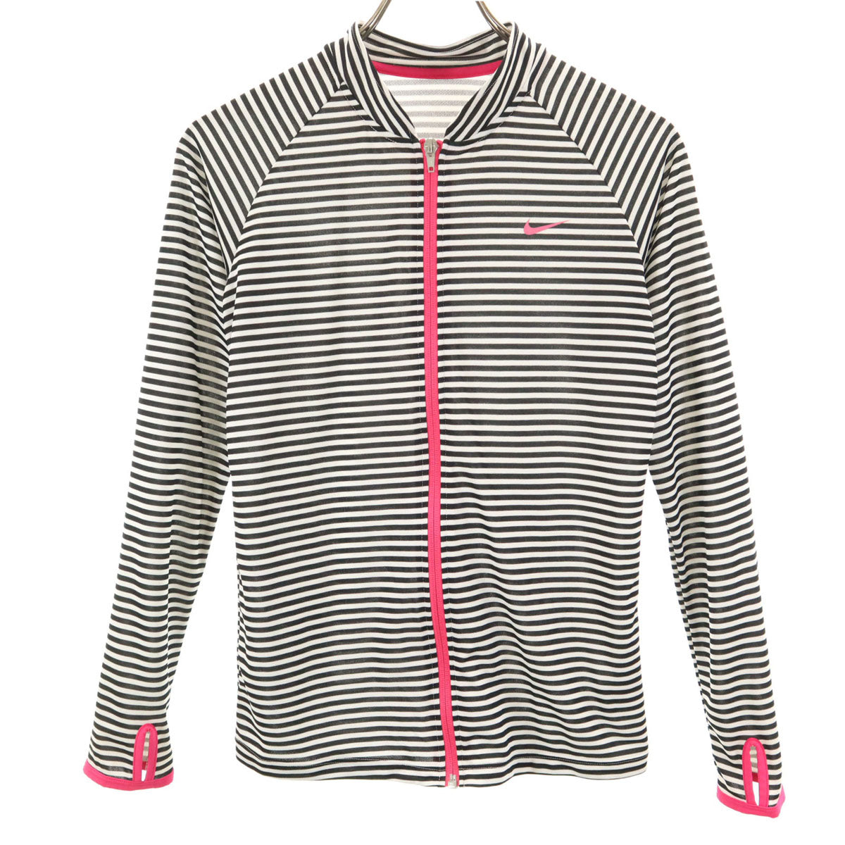 NIKE ナイキ ボーダー柄 ラッシュガード L ホワイト キッズ