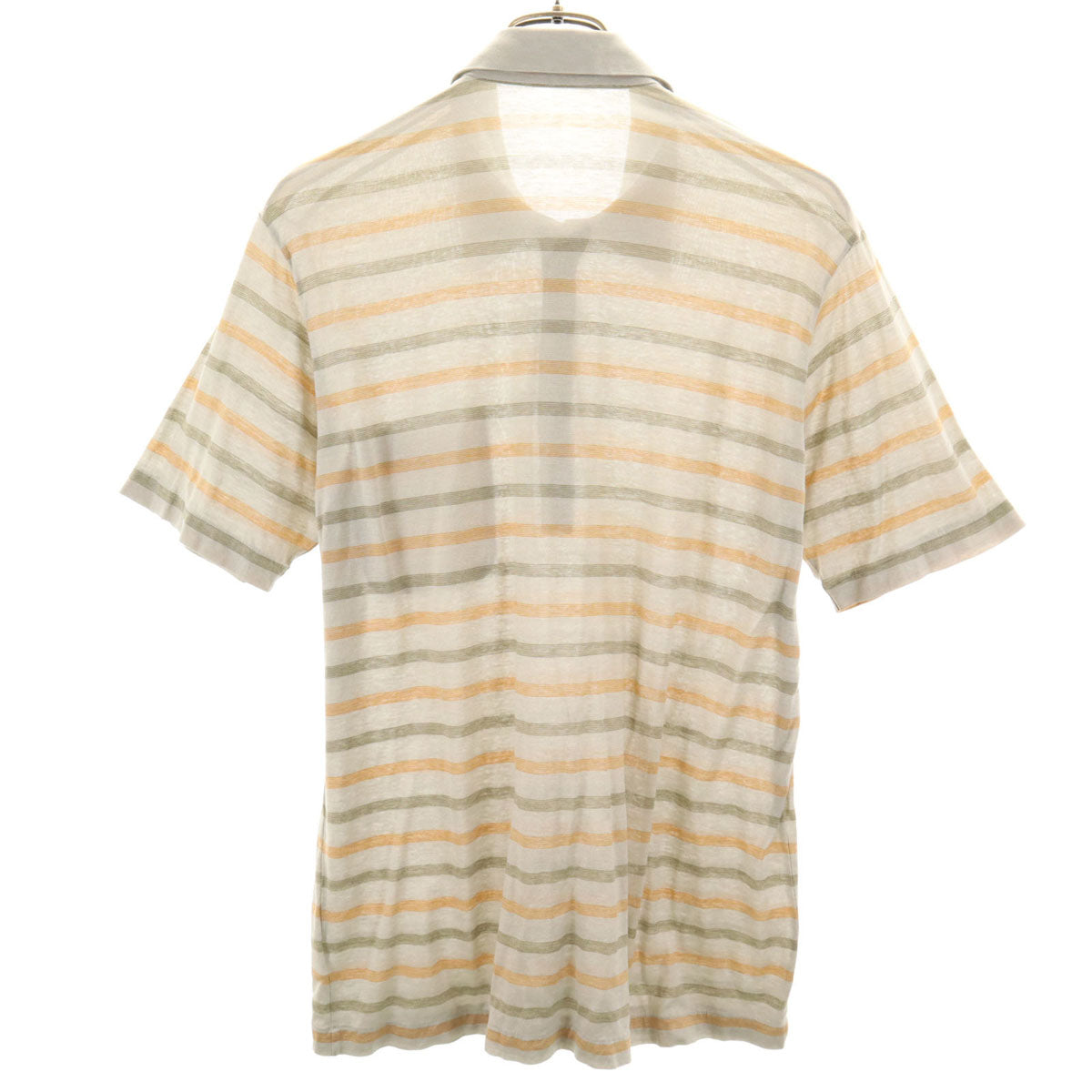 YVES SAINT LAURENT イヴサンローラン 90s オールド ボーダー柄 半袖 ポロシャツ L グレージュ メンズ