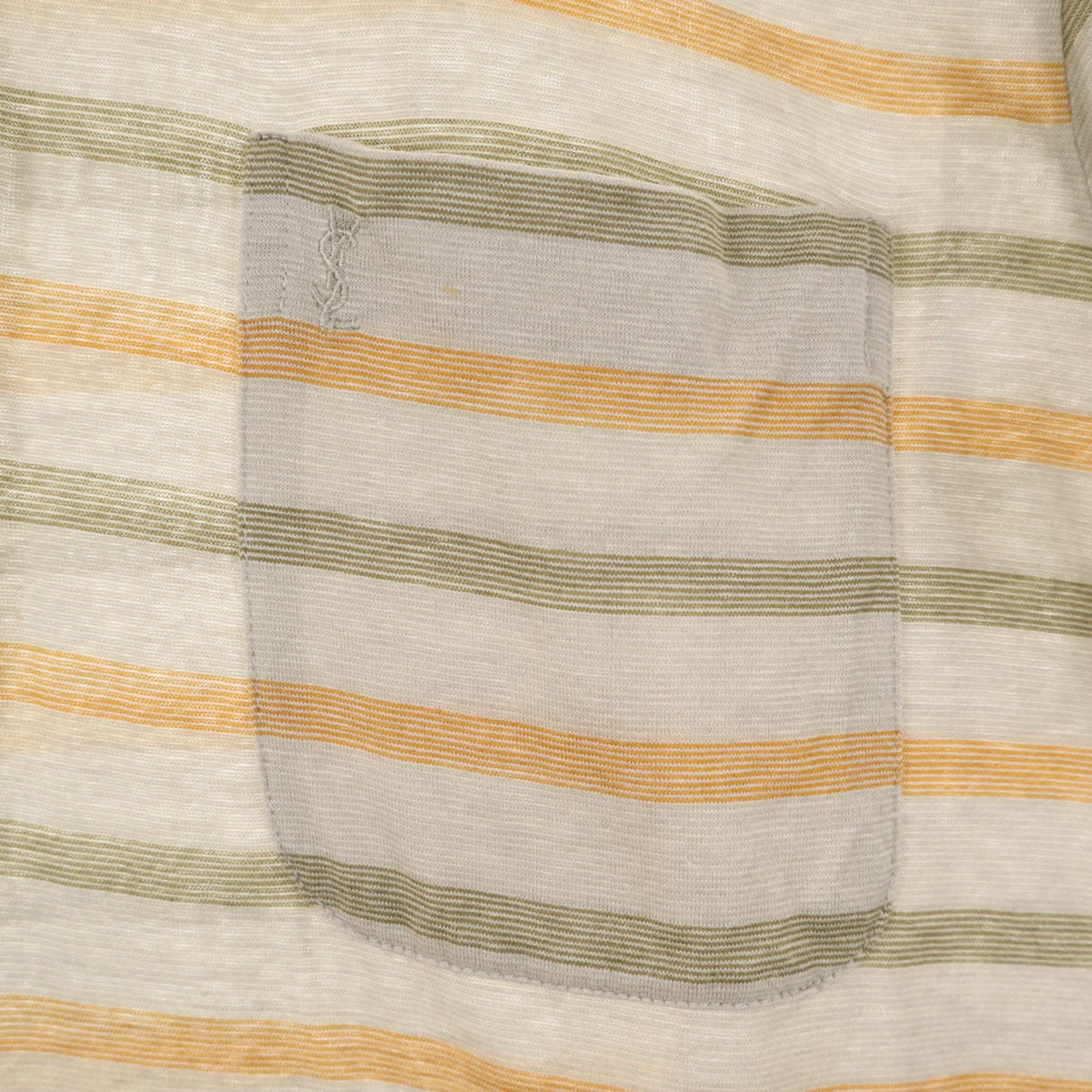 YVES SAINT LAURENT イヴサンローラン 90s オールド ボーダー柄 半袖 ポロシャツ L グレージュ メンズ