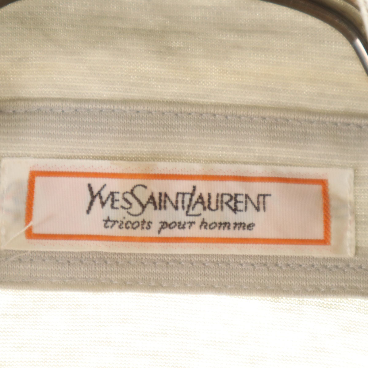 YVES SAINT LAURENT イヴサンローラン 90s オールド ボーダー柄 半袖 ポロシャツ L グレージュ メンズ