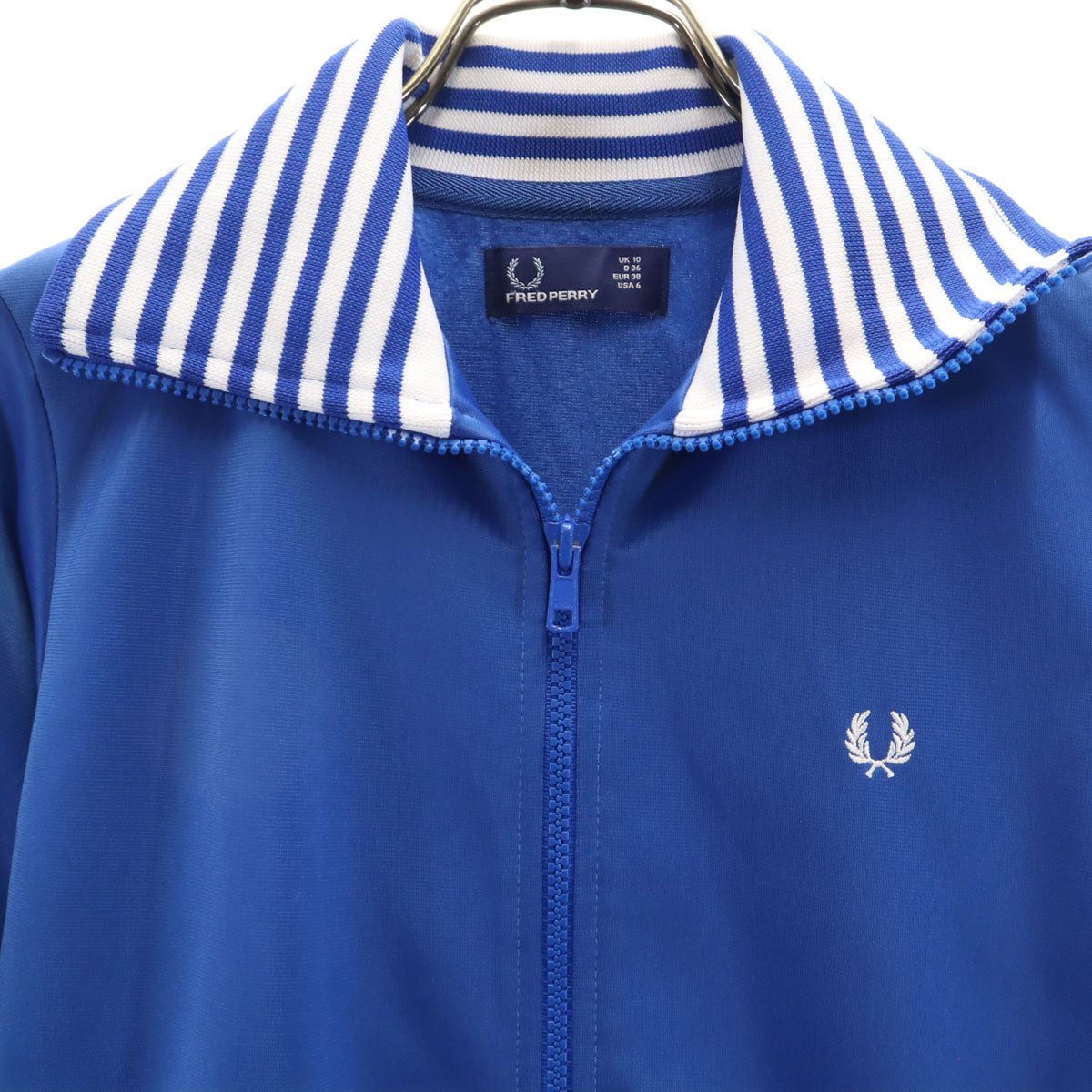 FRED PERRY フレッドペリー トレーニング トラックジャケット 6 青 ジャージ 裏フリース レディース