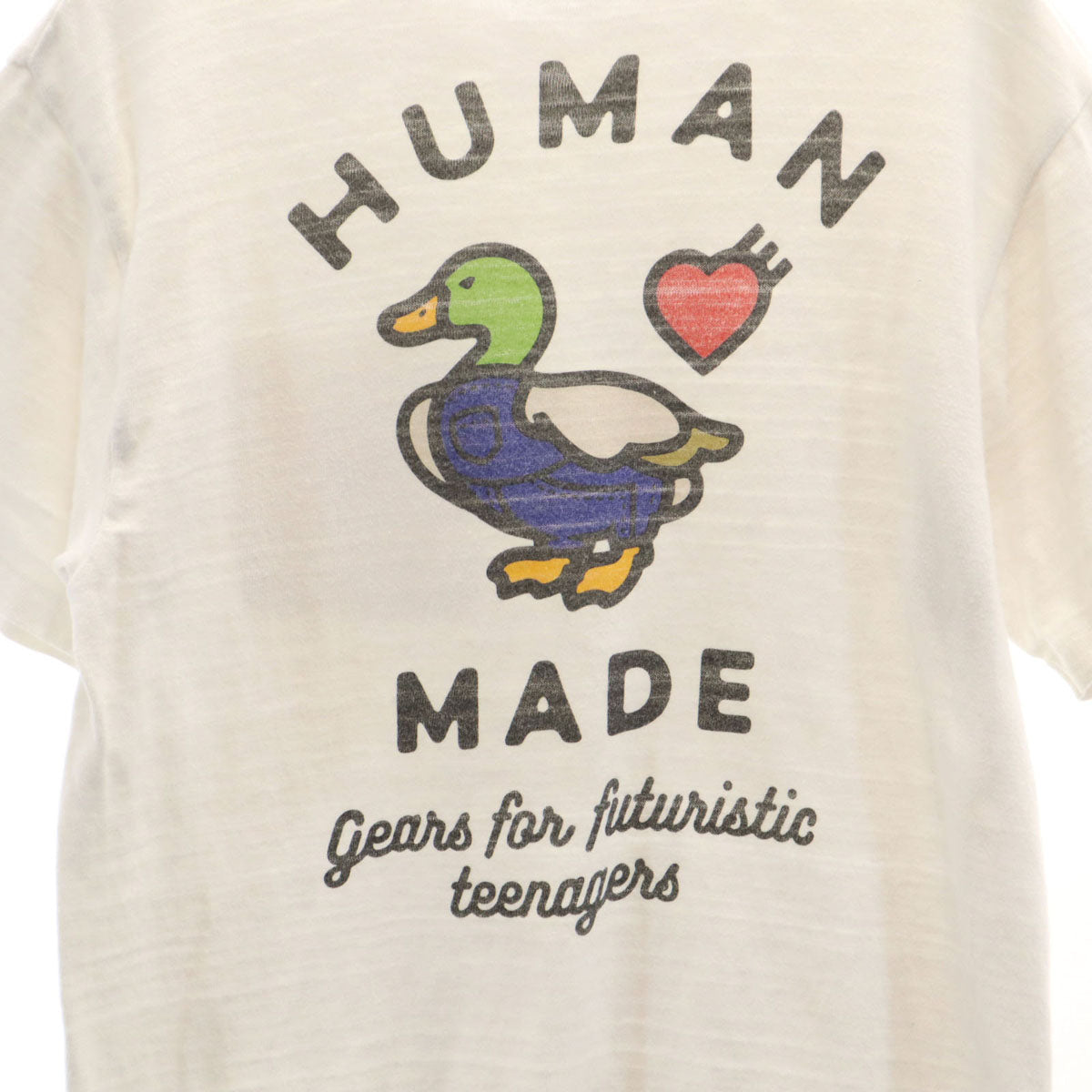 HUMAN MADE ヒューマンメイド 日本製 バック 鳥 プリント 半袖 Tシャツ S オフホワイト ポケT メンズ