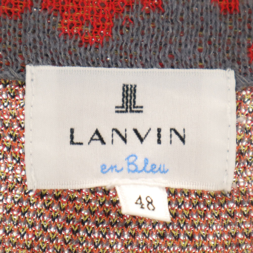 LANVIN en Bleu ランバンオンブルー リネンブレンド 総柄 長袖 ニット 48 チャコールグレー セーター レディース