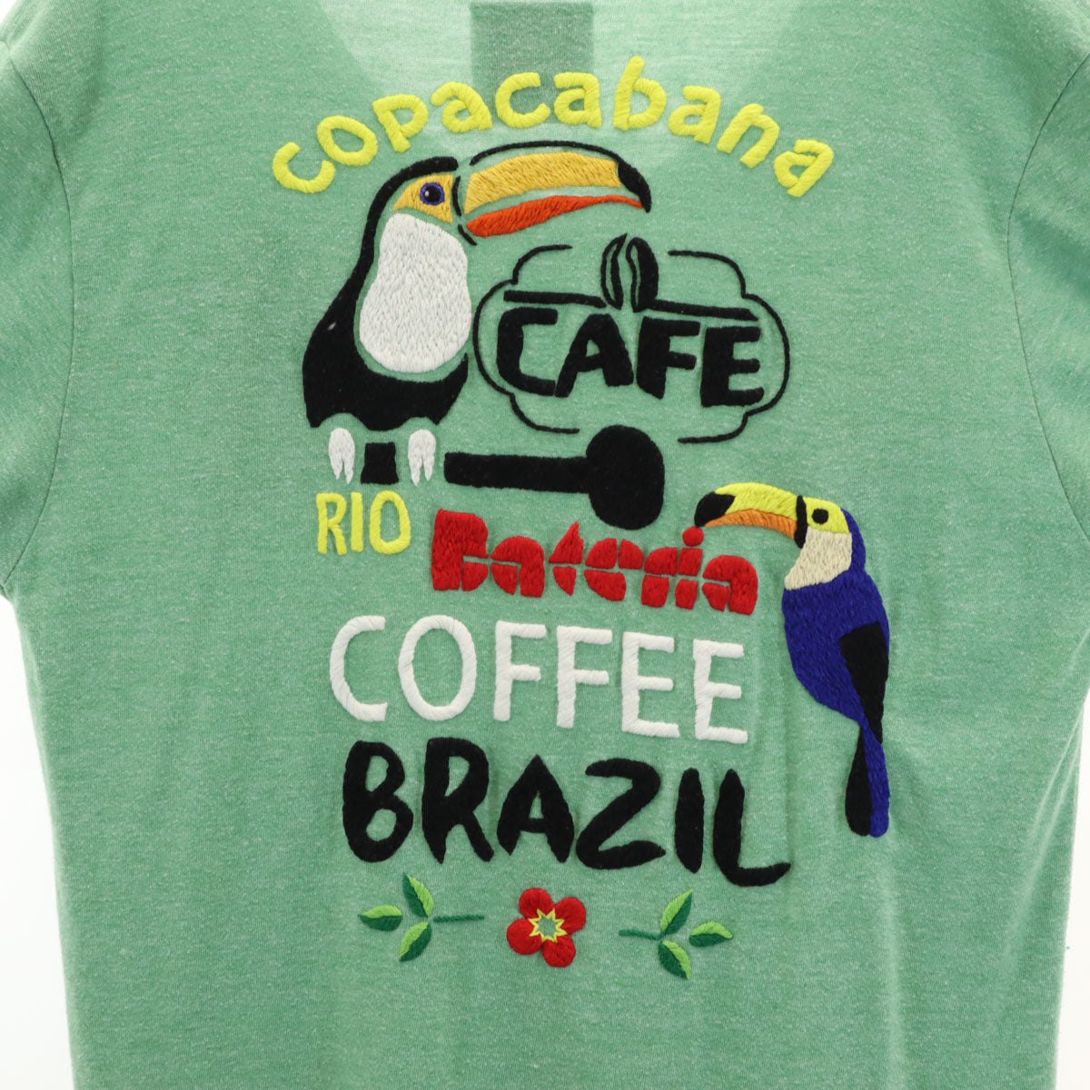Birdog バードッグ バッグ COFFEE 刺繍 半袖 Vネック Tシャツ L グリーン レディース