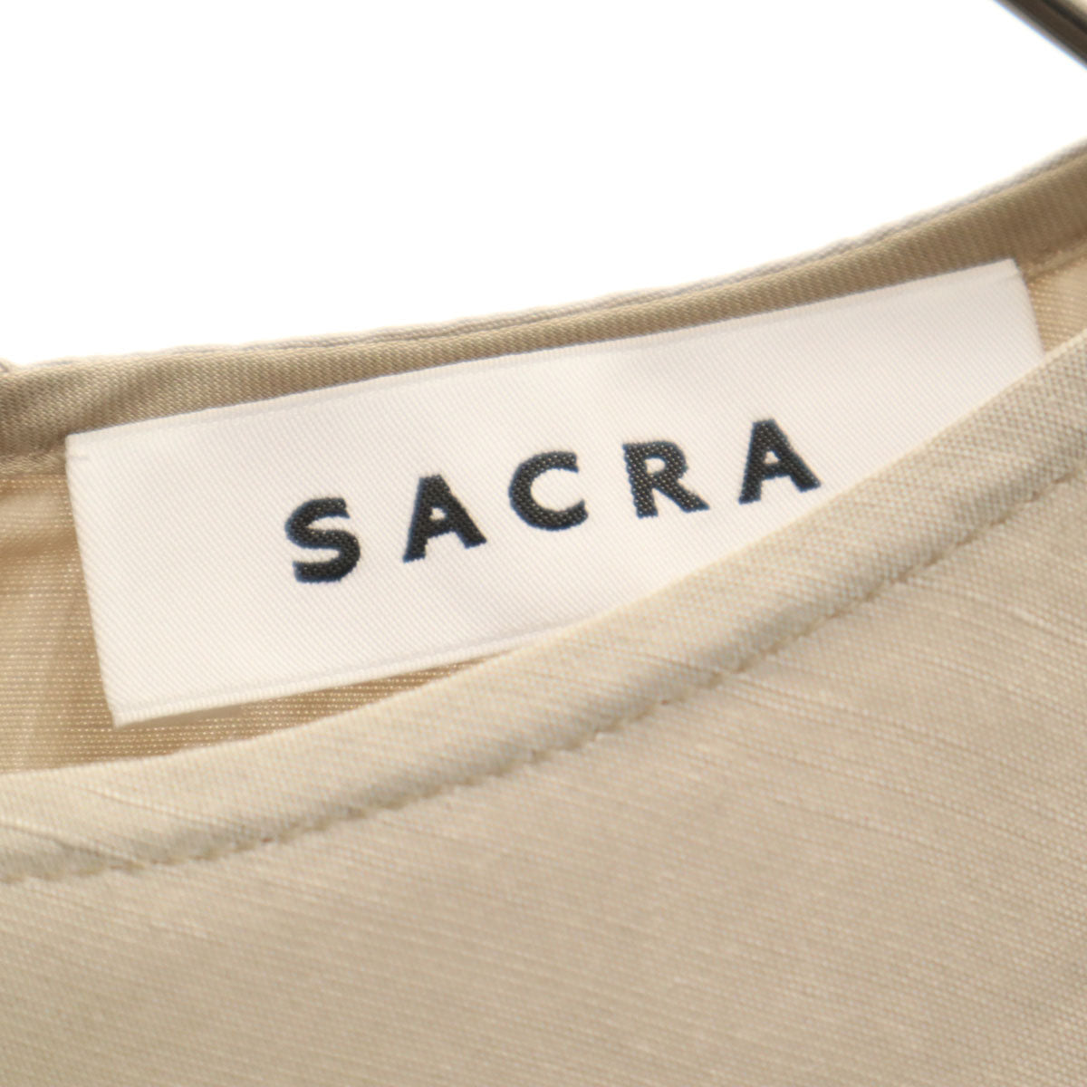 sacra サクラ 日本製 リネンブレンド ノースリーブ シャツ 38 グレージュ レディース