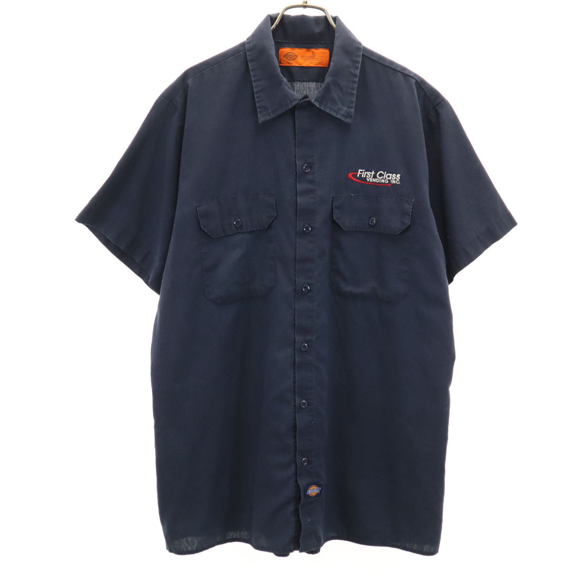 Dickies ディッキーズ 半袖 ワークシャツ L ネイビー 企業モノ メンズ
