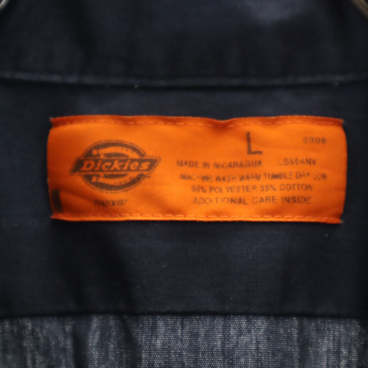 Dickies ディッキーズ 半袖 ワークシャツ L ネイビー 企業モノ メンズ