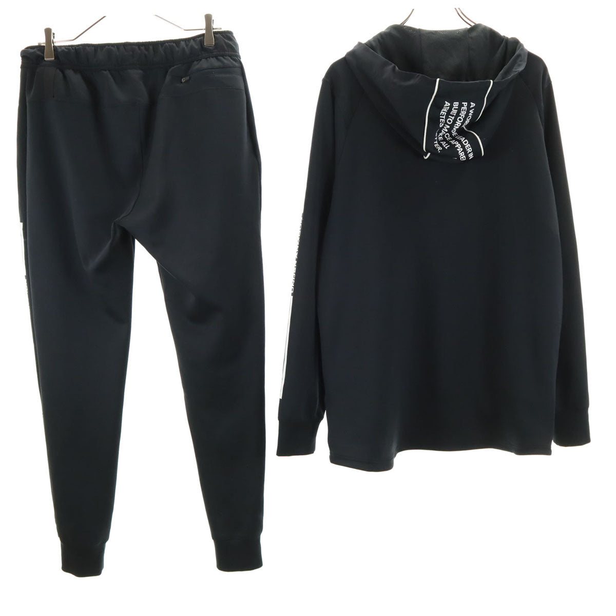 UNDER ARMOUR アンダーアーマー 長袖 フード ジャージジャケット 上下 セットアップ XL ブラック メンズ