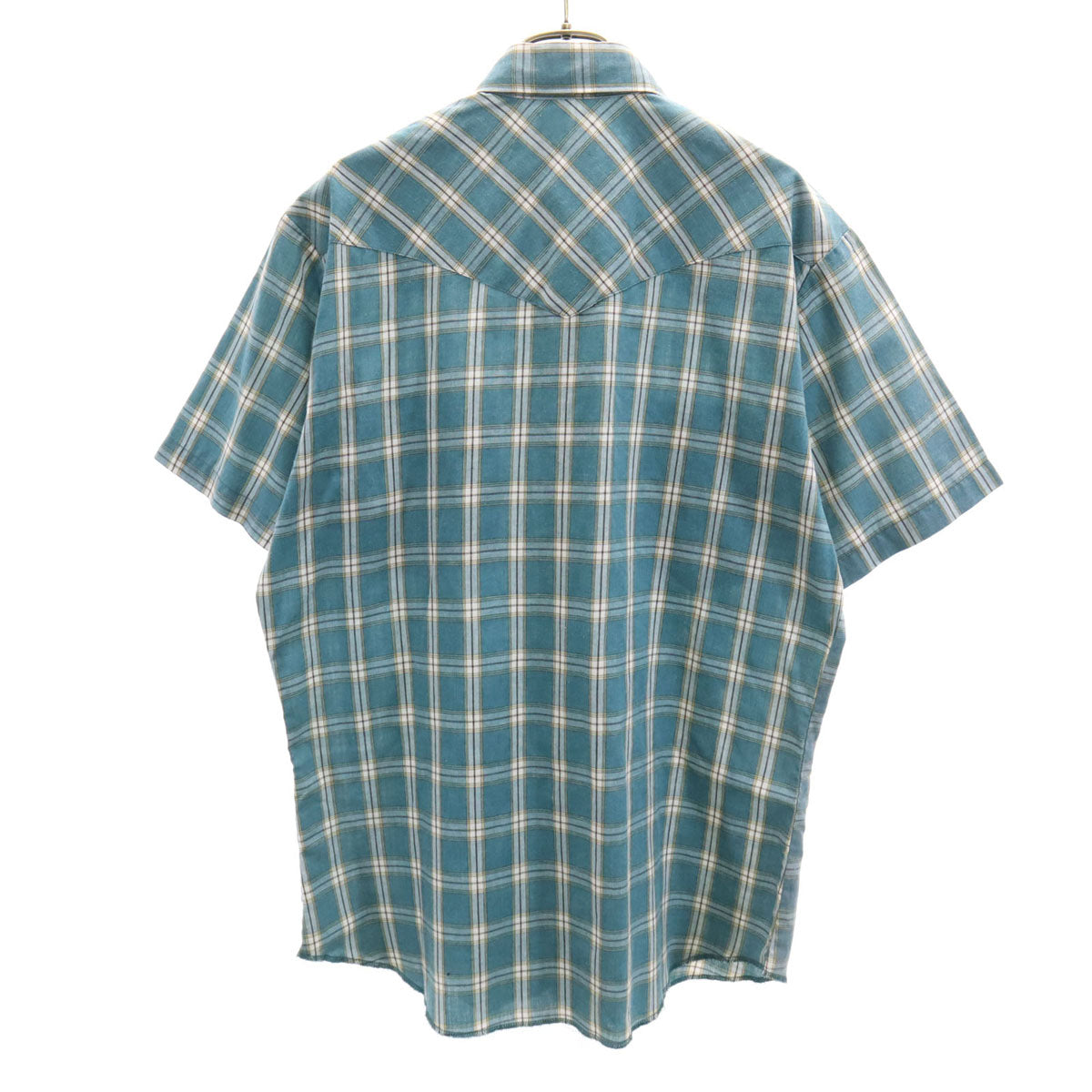 Wrangler ラングラー 90s オールド チェック柄 半袖 ウエスタンシャツ M グリーン系 メンズ