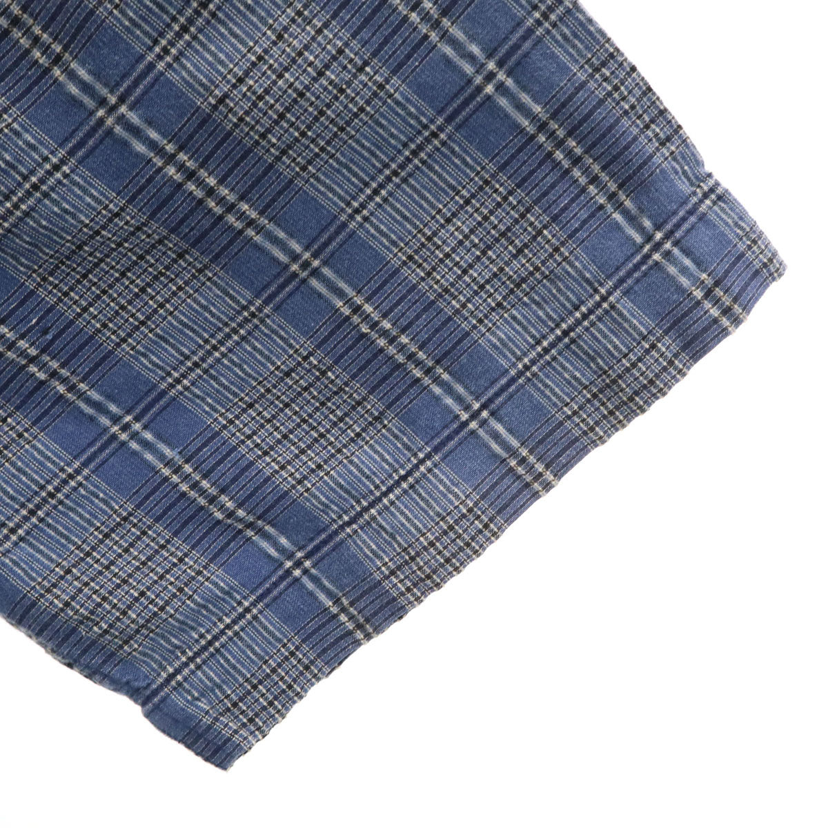 Budweiser バドワイザー チェック柄 半袖 シャツ L ネイビー シアサッカー メンズ