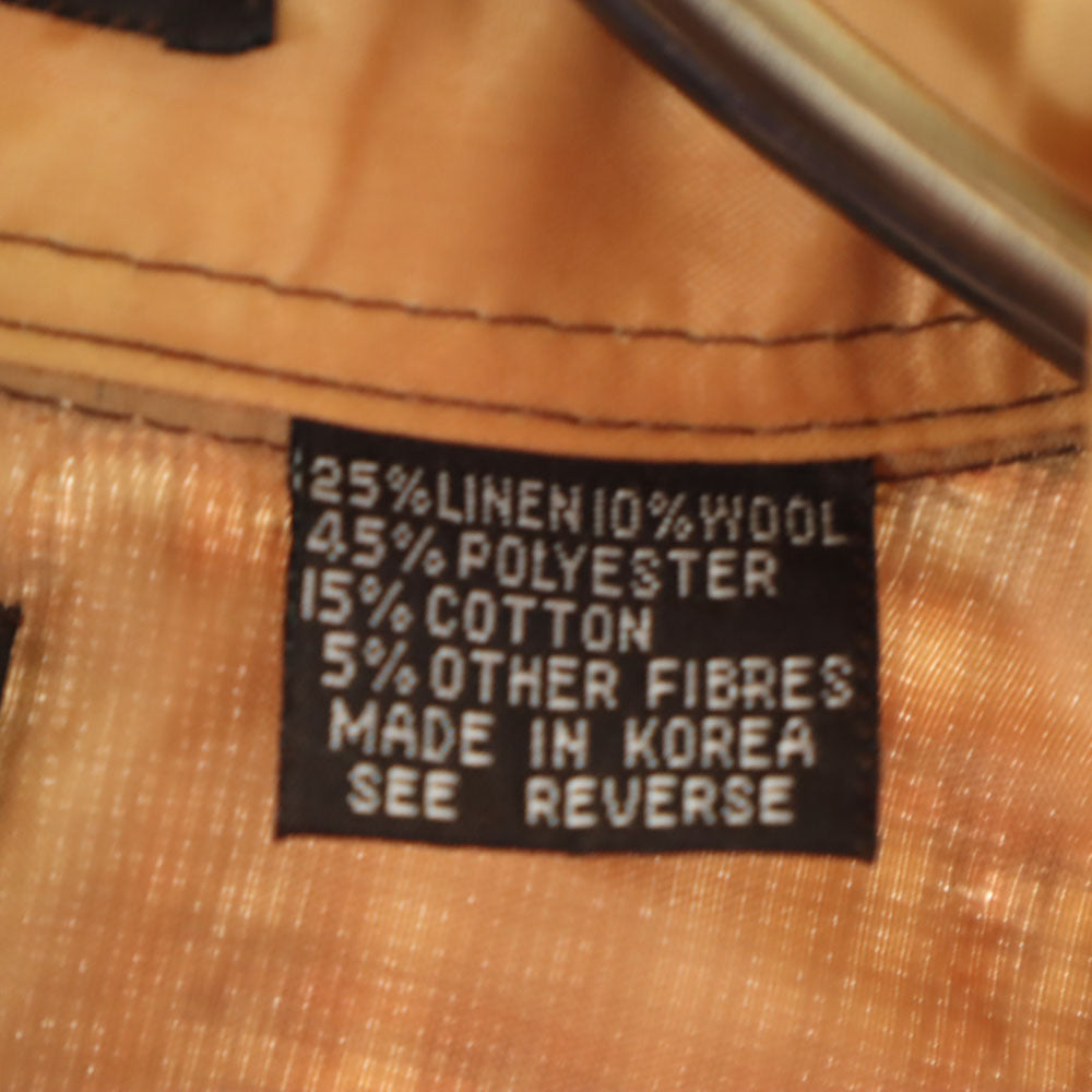 Sears シアーズ 80s リネンブレンド ヴィンテージ チェック柄 長袖 シャツ M ブラウン SportsWear メンズ