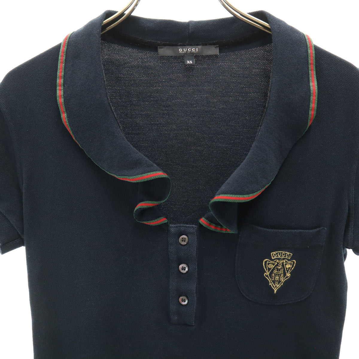 GUCCI グッチ イタリア製 半袖 ポロシャツ XS 濃紺 レディース