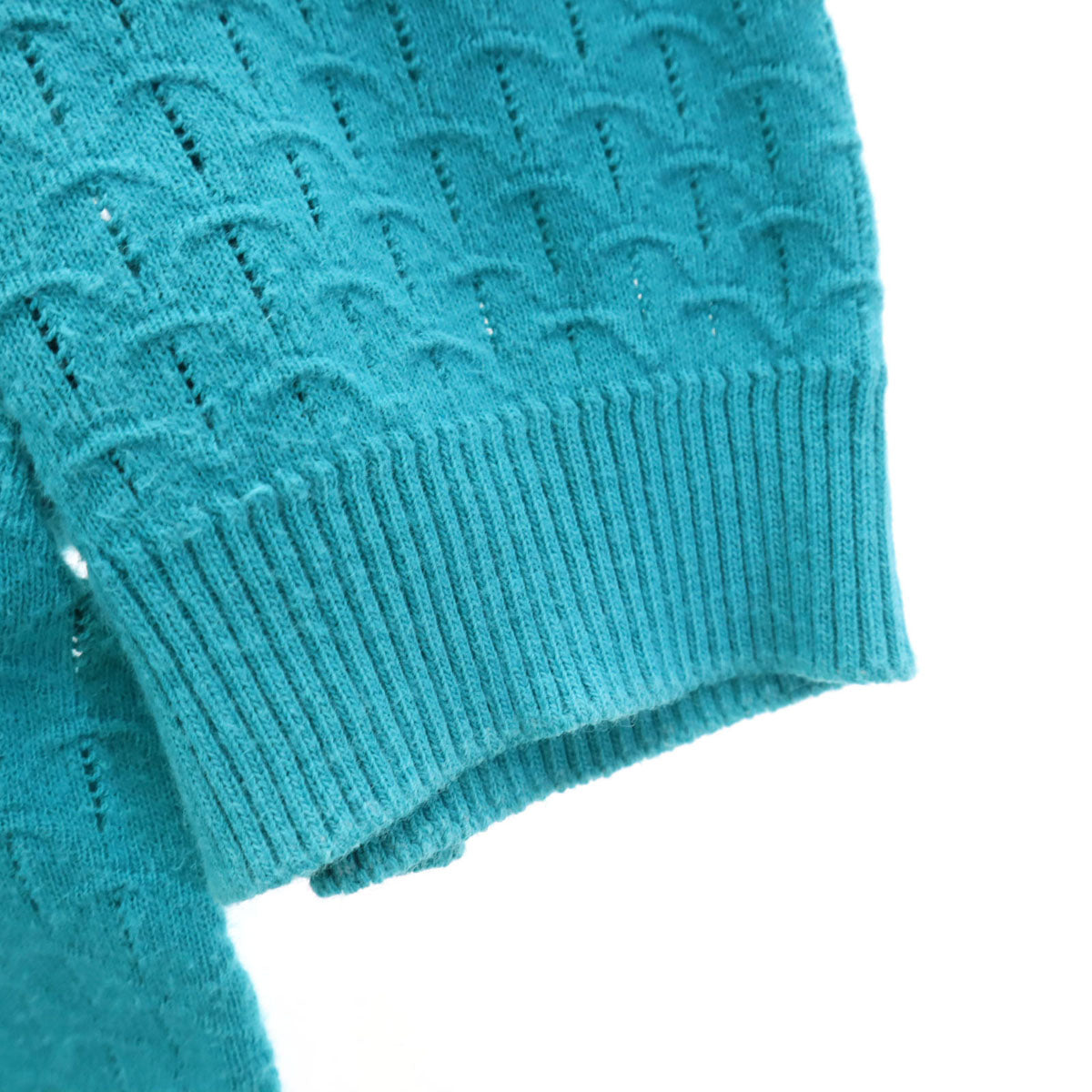 agnes b. アニエスベー フランス製 半袖 ニット ターコイズ系 レディース