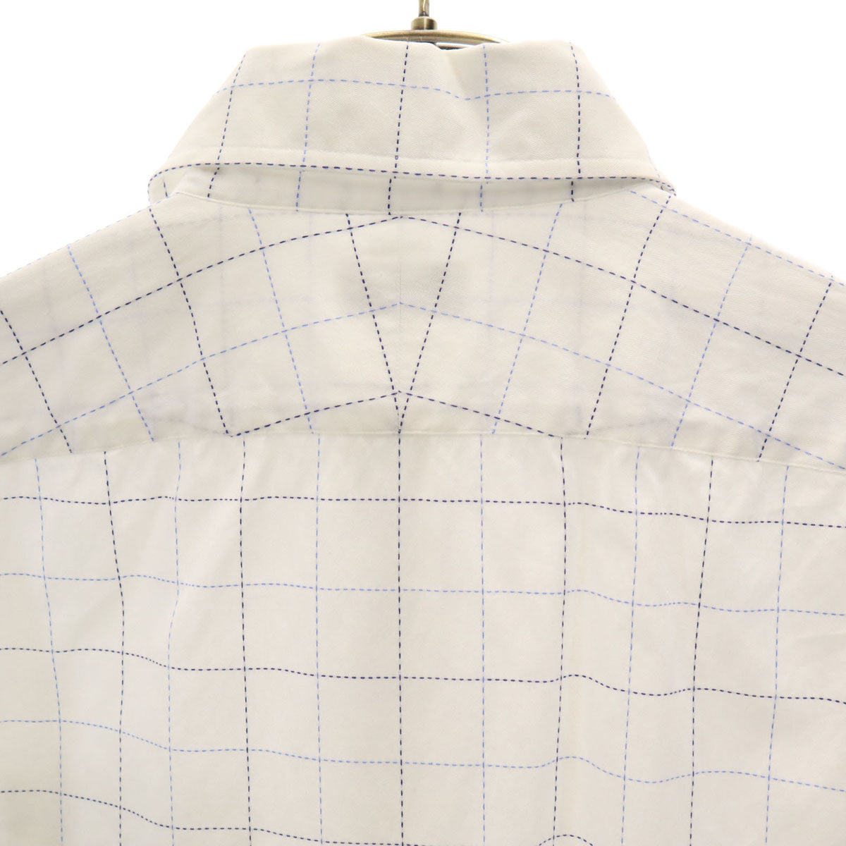 Paul Smith LONDON ポールスミスロンドン 日本製 チェック柄 半袖 コットンシャツ L ホワイト メンズ