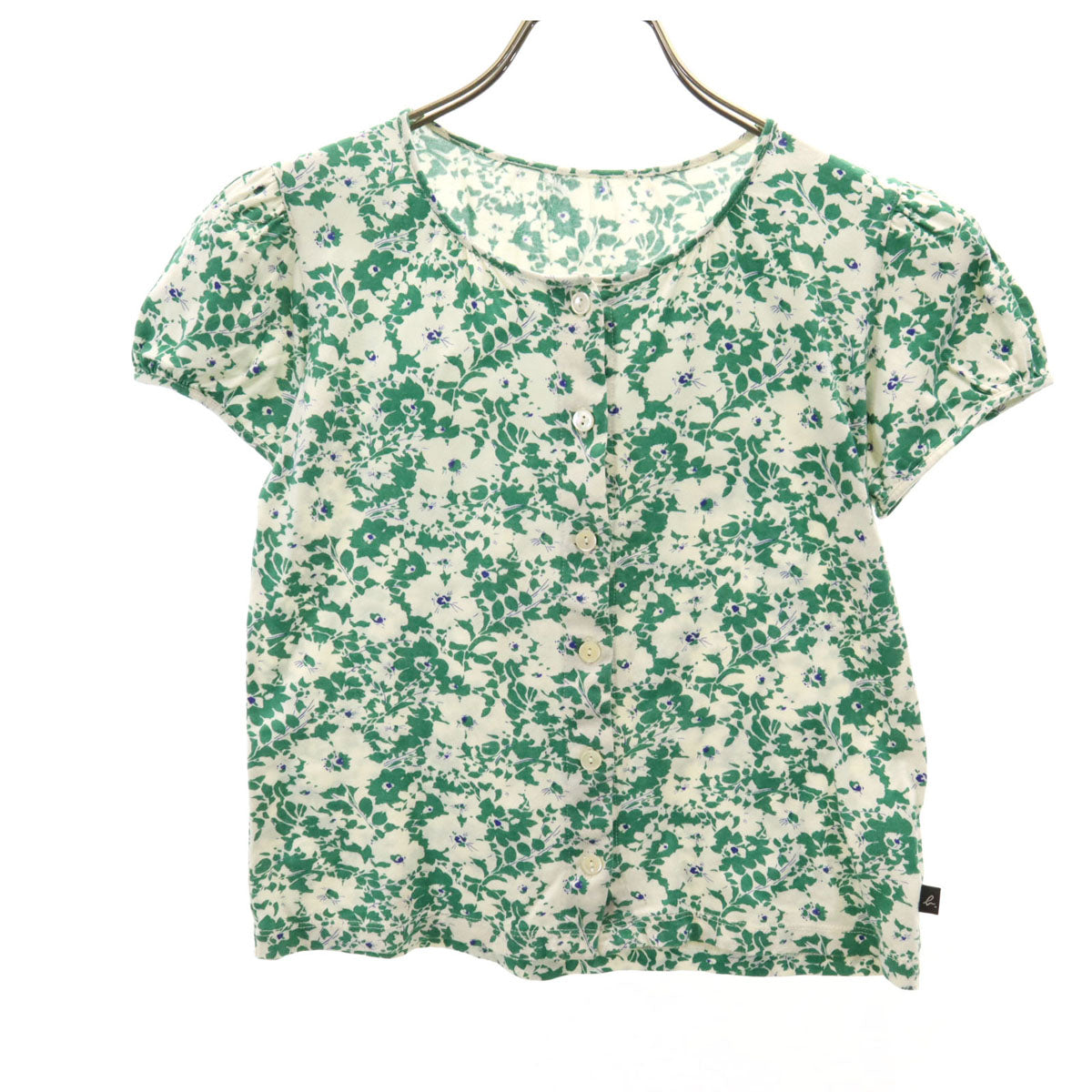 agnes b. アニエスベー 日本製 花柄 半袖 天竺 カーディガン アイボリー レディース