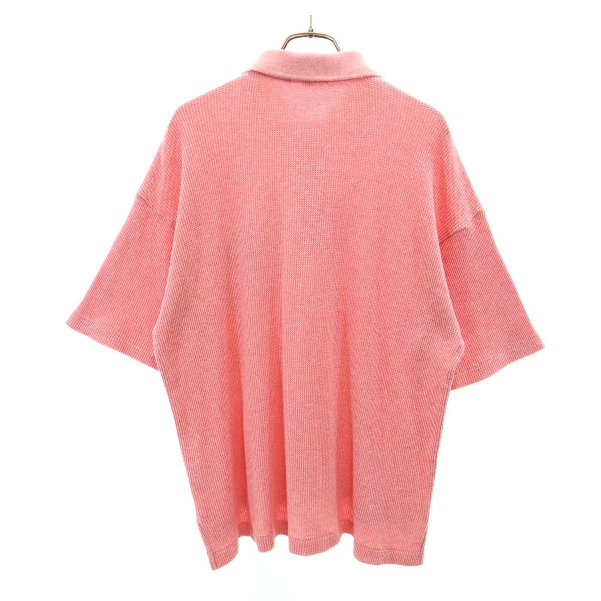 BURBERRY LONDON バーバリーロンドン 日本製 半袖 サーマルニット ポロシャツ M ピンク系 三陽商会 メンズ