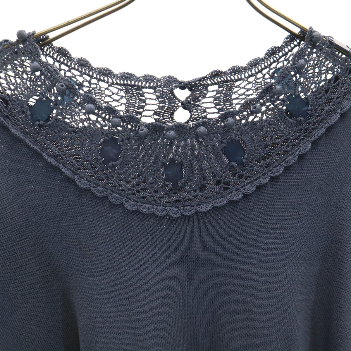 Leilian レリアン フレンチスリーブ ニット 13 チャコールネイビー レディース