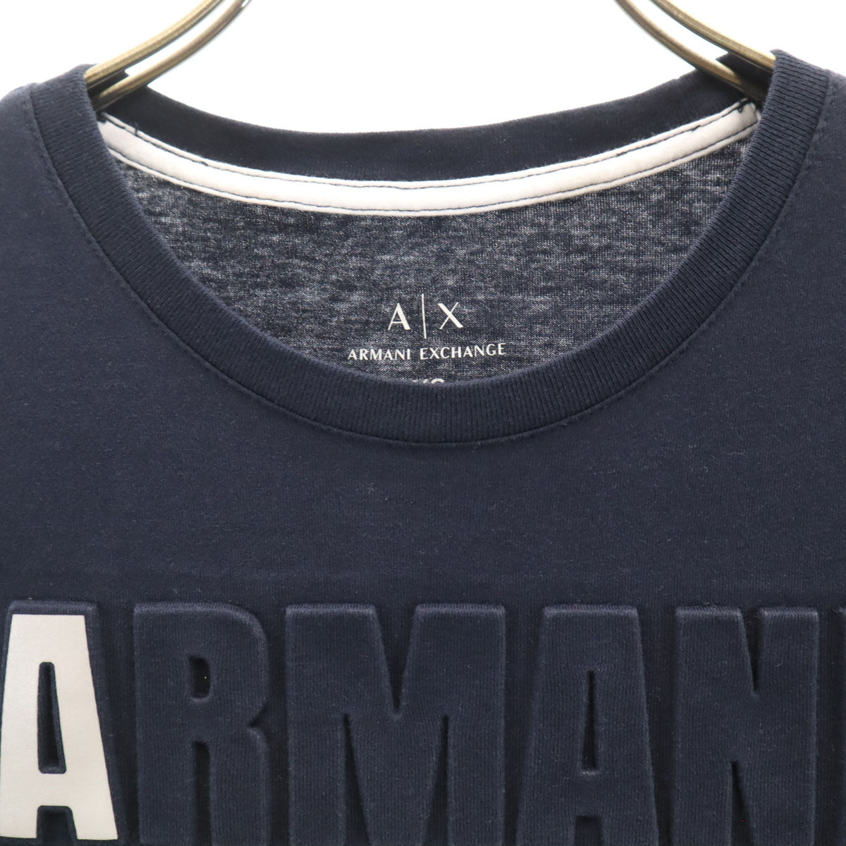 ARMANI EXCHANGE アルマーニエクスチェンジ エンボスロゴ 半袖 Tシャツ XS ネイビー メンズ