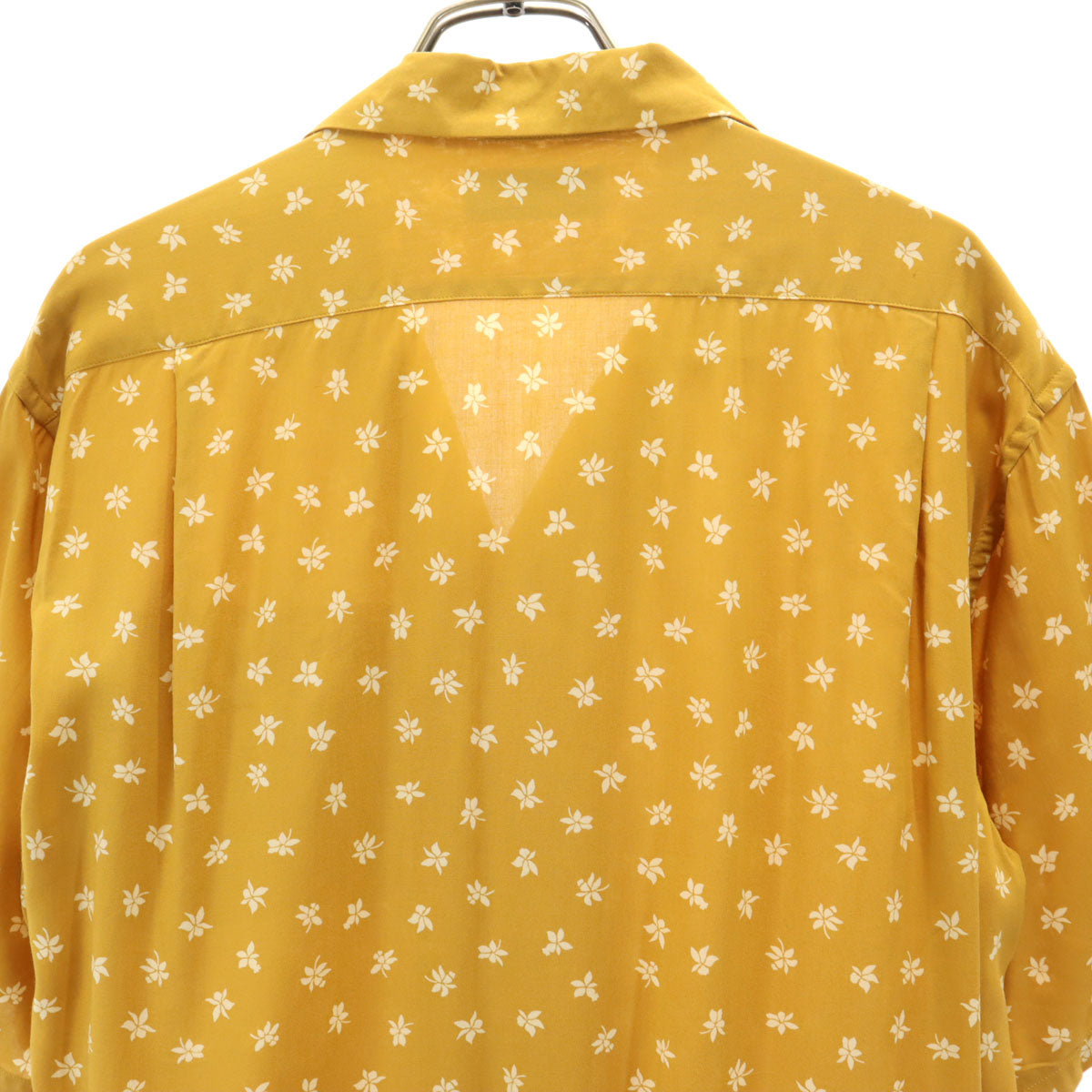未使用 SAINT LAURENT サンローラン イタリア製 花柄 半袖 オープンカラーシャツ 38 黄土色 531956 Y2C91 メンズ