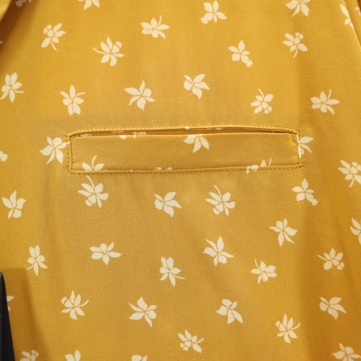 未使用 SAINT LAURENT サンローラン イタリア製 花柄 半袖 オープンカラーシャツ 38 黄土色 531956 Y2C91 メンズ