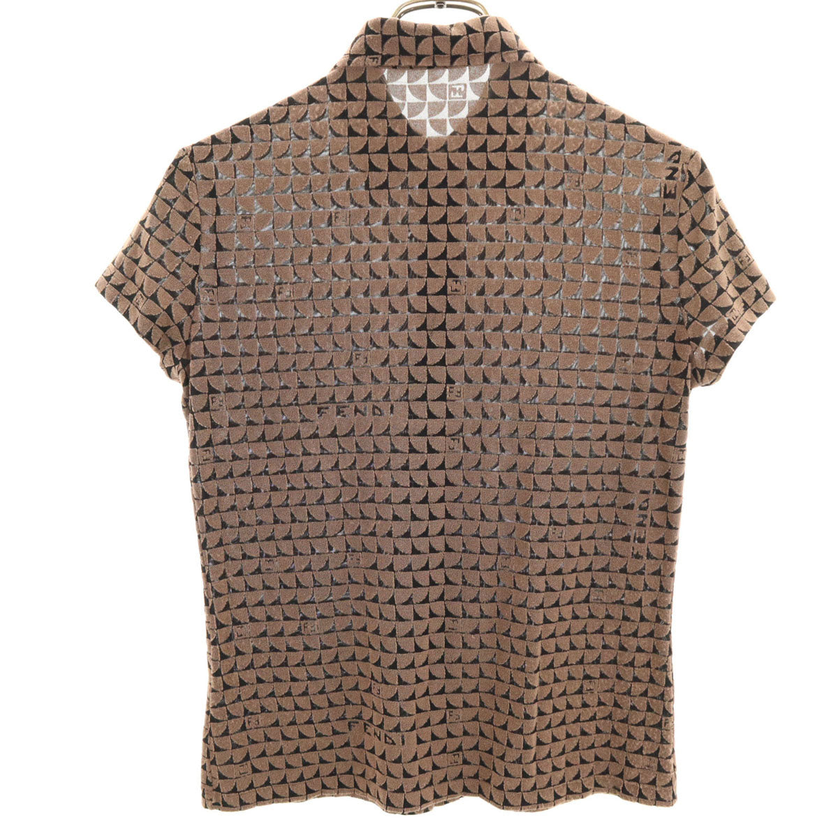FENDI フェンディ 90s イタリア製 オールド 総柄 半袖 シャツ 42 ブラウン レディース