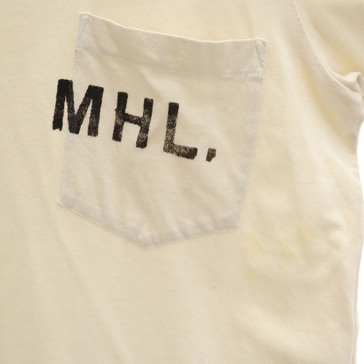 MHL. エムエイチエル 日本製 半袖 Tシャツ M アイボリー マーガレットハウエル ポケT メンズ