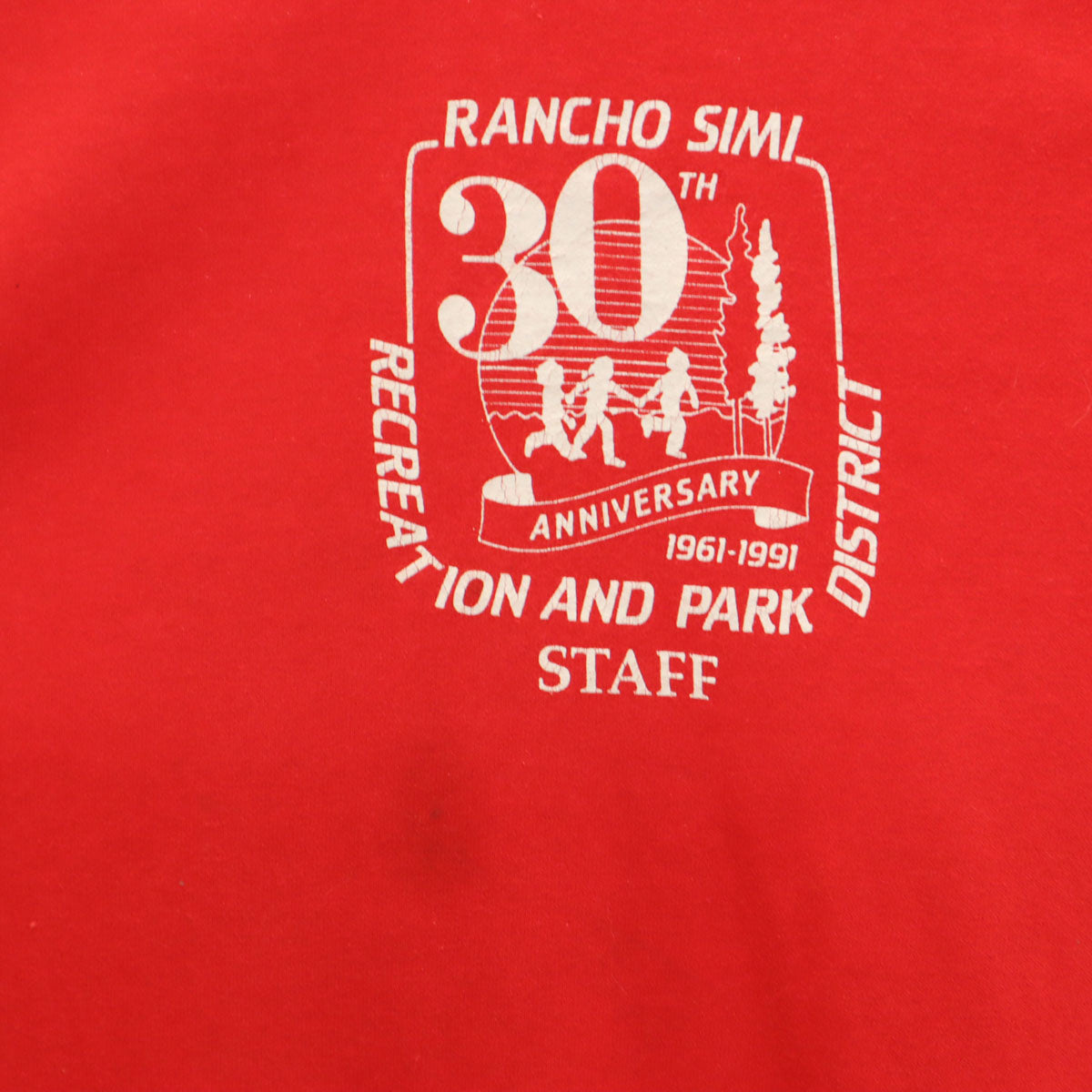 90s オールド 半袖 Tシャツ レッド シングルステッチ スタッフT メンズ