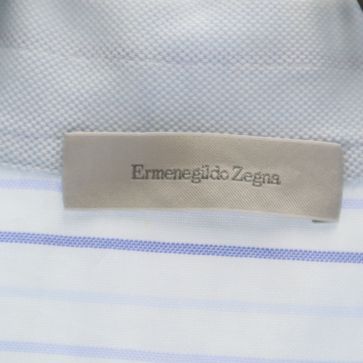 Ermenegildo Zegna エルメネジルドゼニア イタリア製 半袖 ポロシャツ M 水色 鹿の子地 メンズ