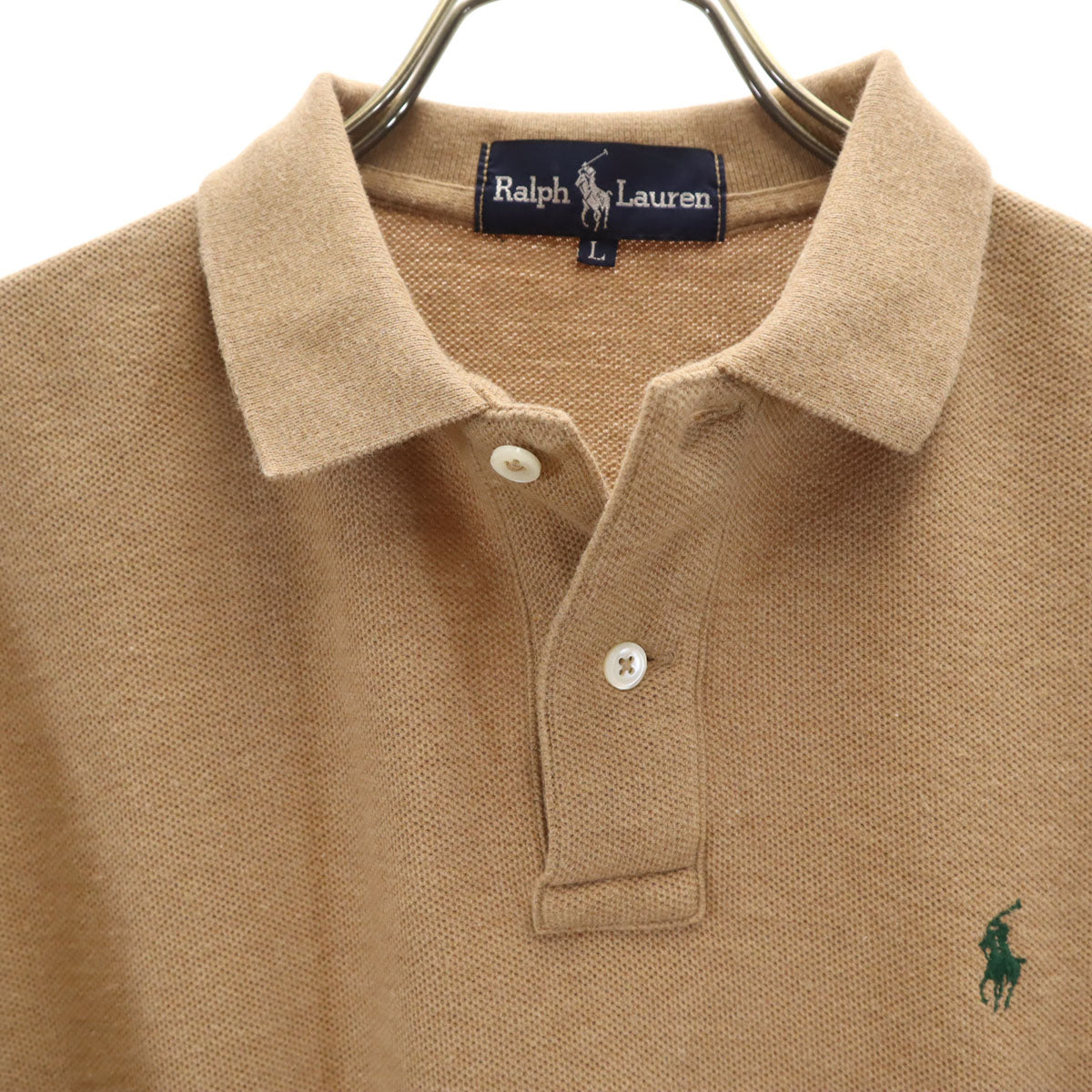 RALPH LAUREN ラルフローレン 半袖 ポロシャツ L ベージュ 鹿の子地 レディース