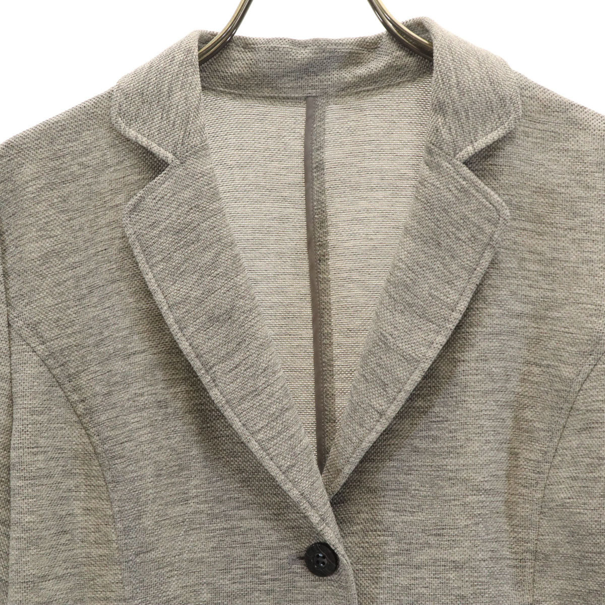 Leilian レリアン 日本製 半袖 ジャケット 13 グレー レディース