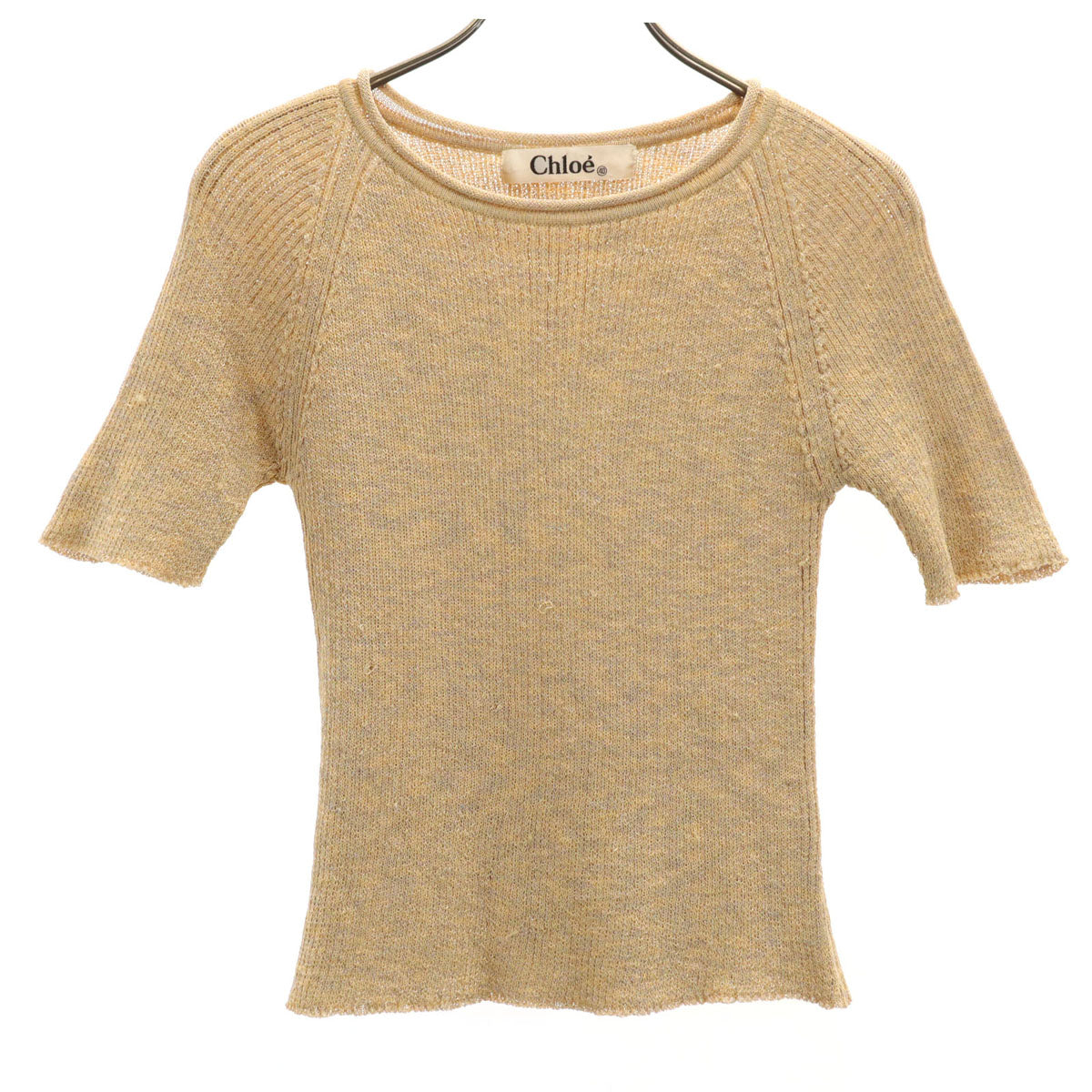 Chloe クロエ 半袖 ニット 40 オレンジ系 レディース