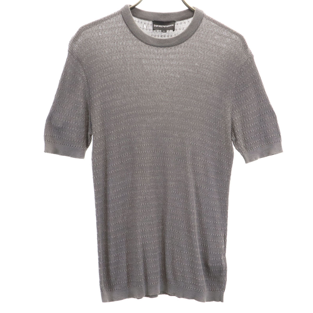 Emporio Armani エンポリオアルマーニ シルクブレンド 半袖 ニット 46 グレー系 メンズ