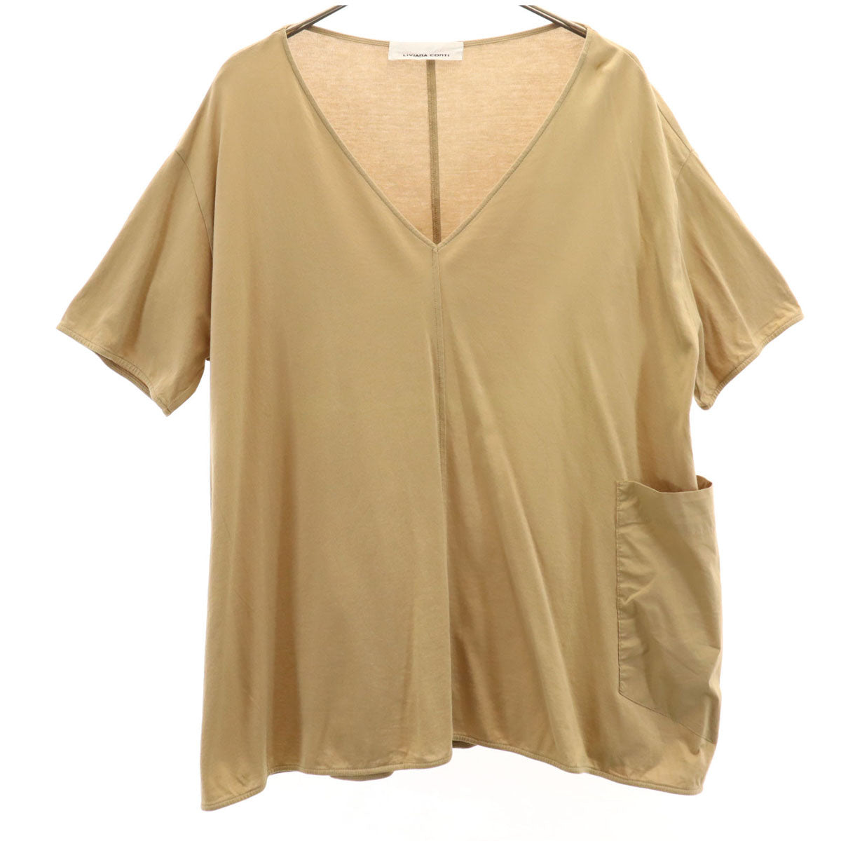 LIVIANA CONTI リビアナコンティ イタリア製 半袖 Vネック カットソー S ベージュ レディース