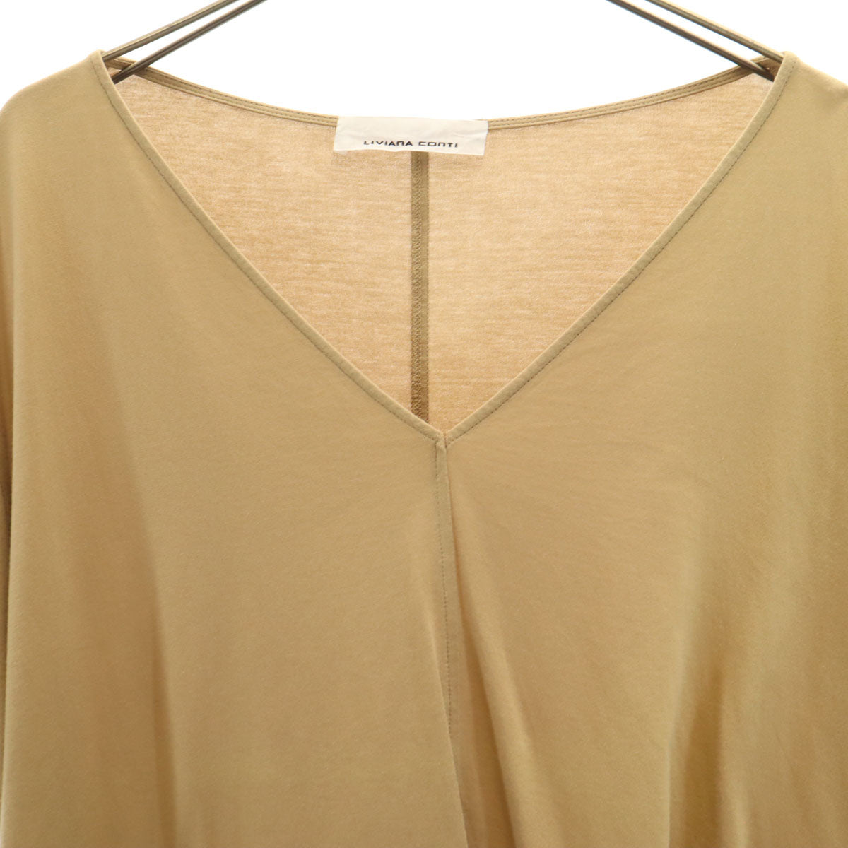 LIVIANA CONTI リビアナコンティ イタリア製 半袖 Vネック カットソー S ベージュ レディース