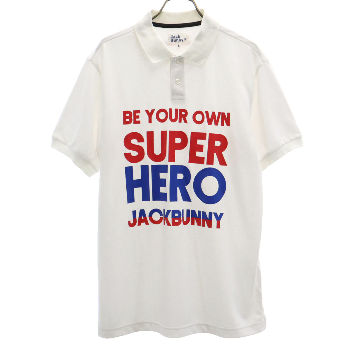 Jack Bunny!! ジャックバニー ゴルフ 半袖 ポロシャツ 6 ホワイト メンズ