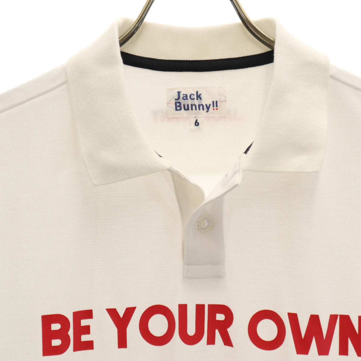 Jack Bunny!! ジャックバニー ゴルフ 半袖 ポロシャツ 6 ホワイト メンズ