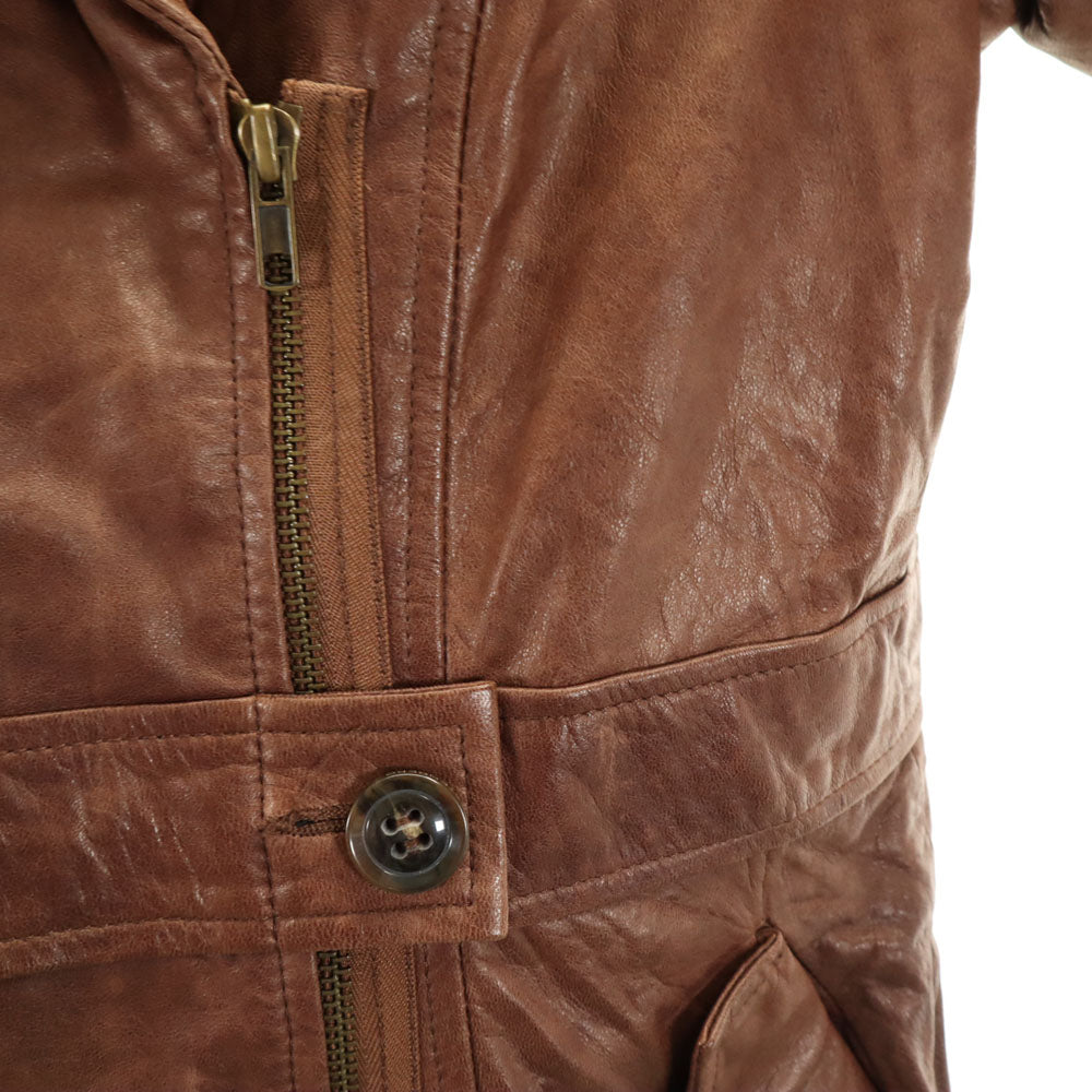 DIANE VON FURSTENBERG ダイアンフォンファステンバーグ 90s オールド レザージャケット 14 ブラウン レディース